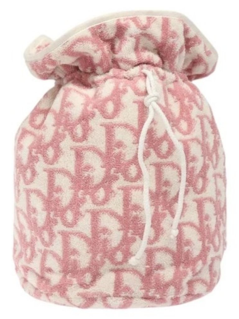 Christian Dior Pile Trotter Hand Bag Pink White Auth